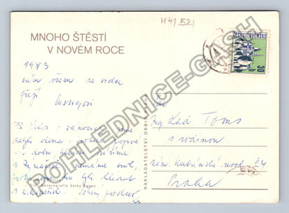 Pohlednice Nový rok hodiny skleničky jehličí (M41521)