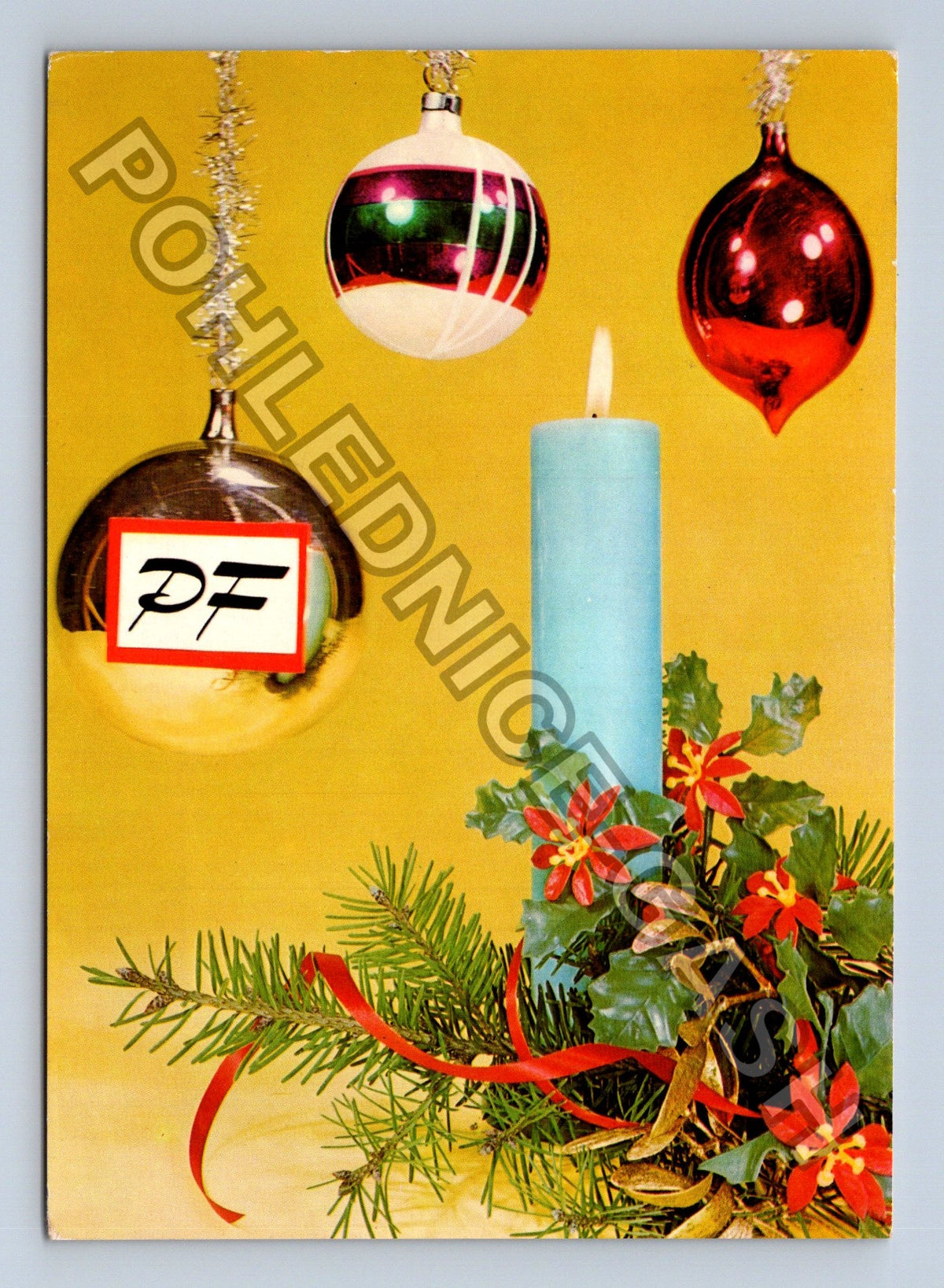 Pohlednice Šťastný Nový Rok vánoční ozdoby svíčka (M41522)
