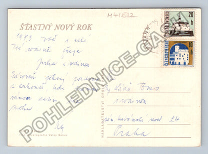 Pohlednice Šťastný Nový Rok vánoční ozdoby svíčka (M41522)