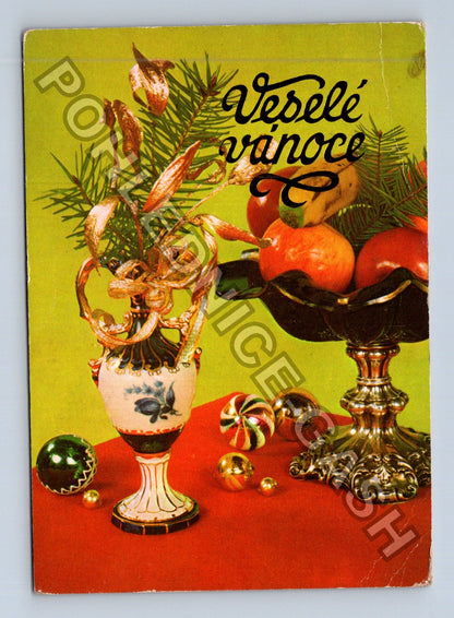 Pohlednice Veselé Vánoce zátiší s ozdobami (M41526)