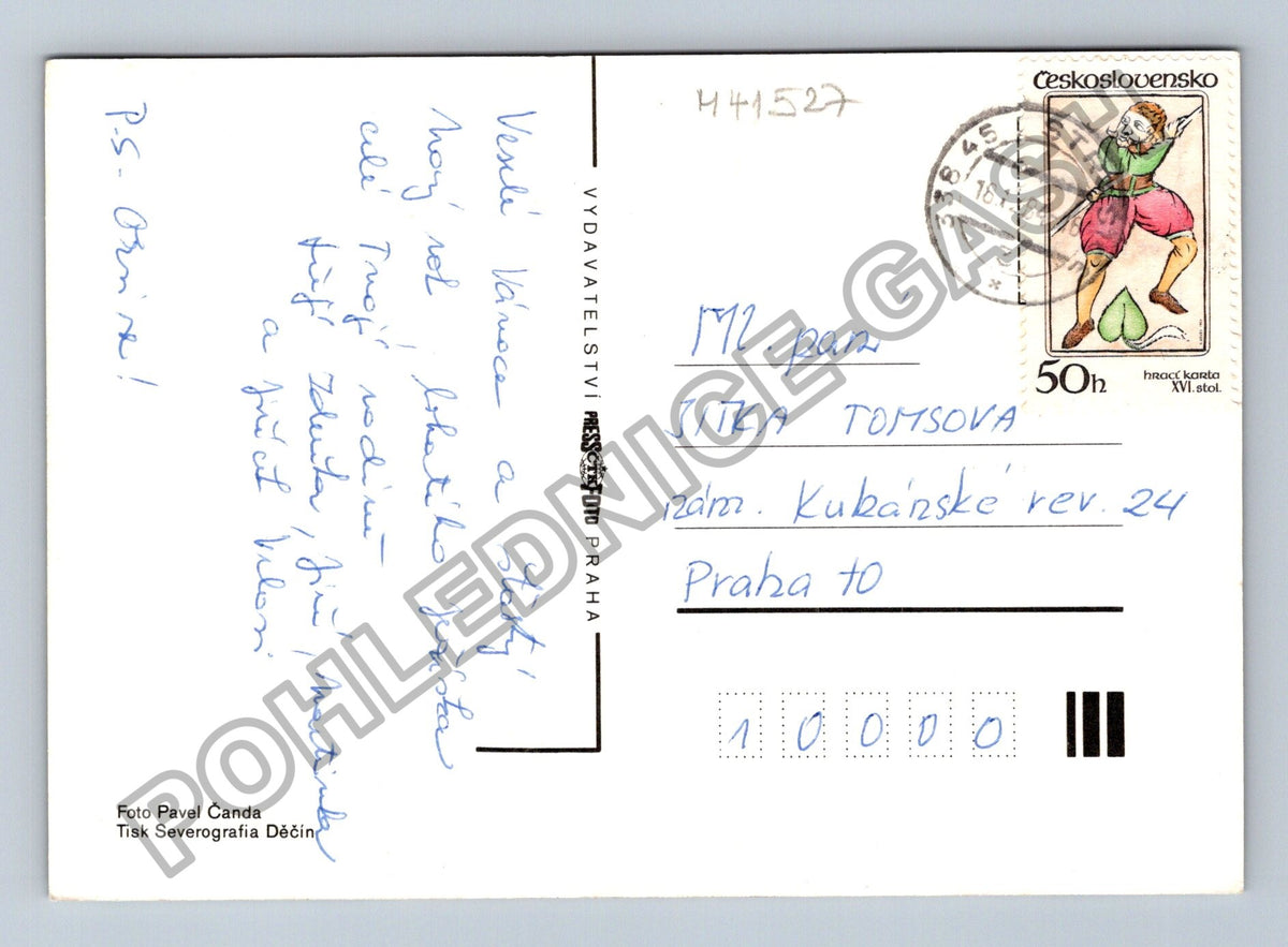 Pohlednice Radostné vánoce jablka ořechy svíčka (M41527)