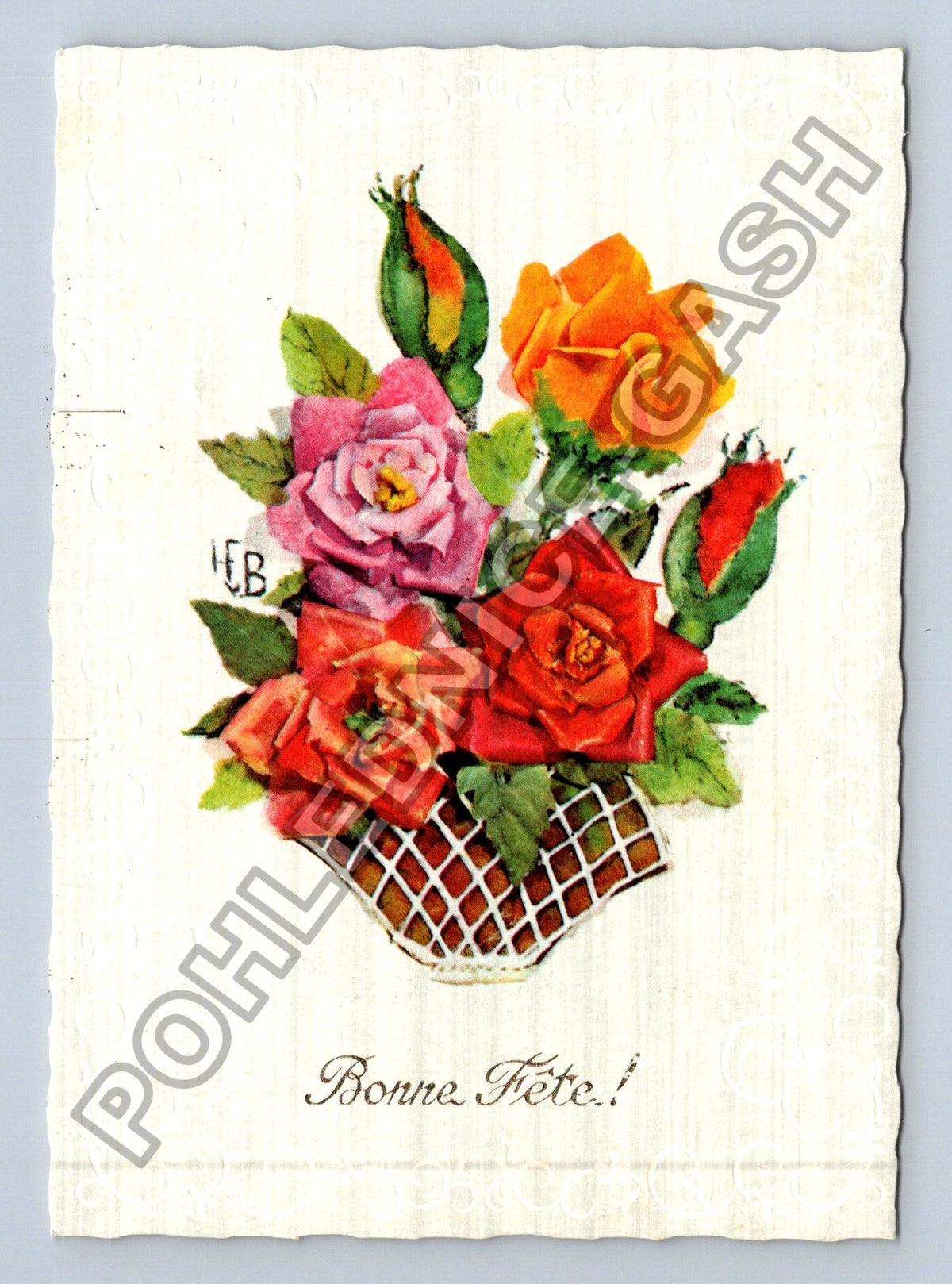 Pohlednice Bonne Fête! Kytice růží (M41534)