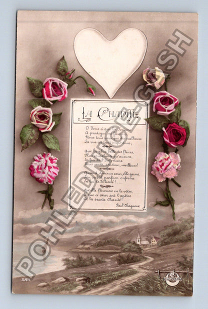 Pohlednice Francie La Charité vyšívané růže (M41542)