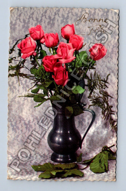 Pohlednice Francie kytice růží Bonne Fête 1963 (M41543)