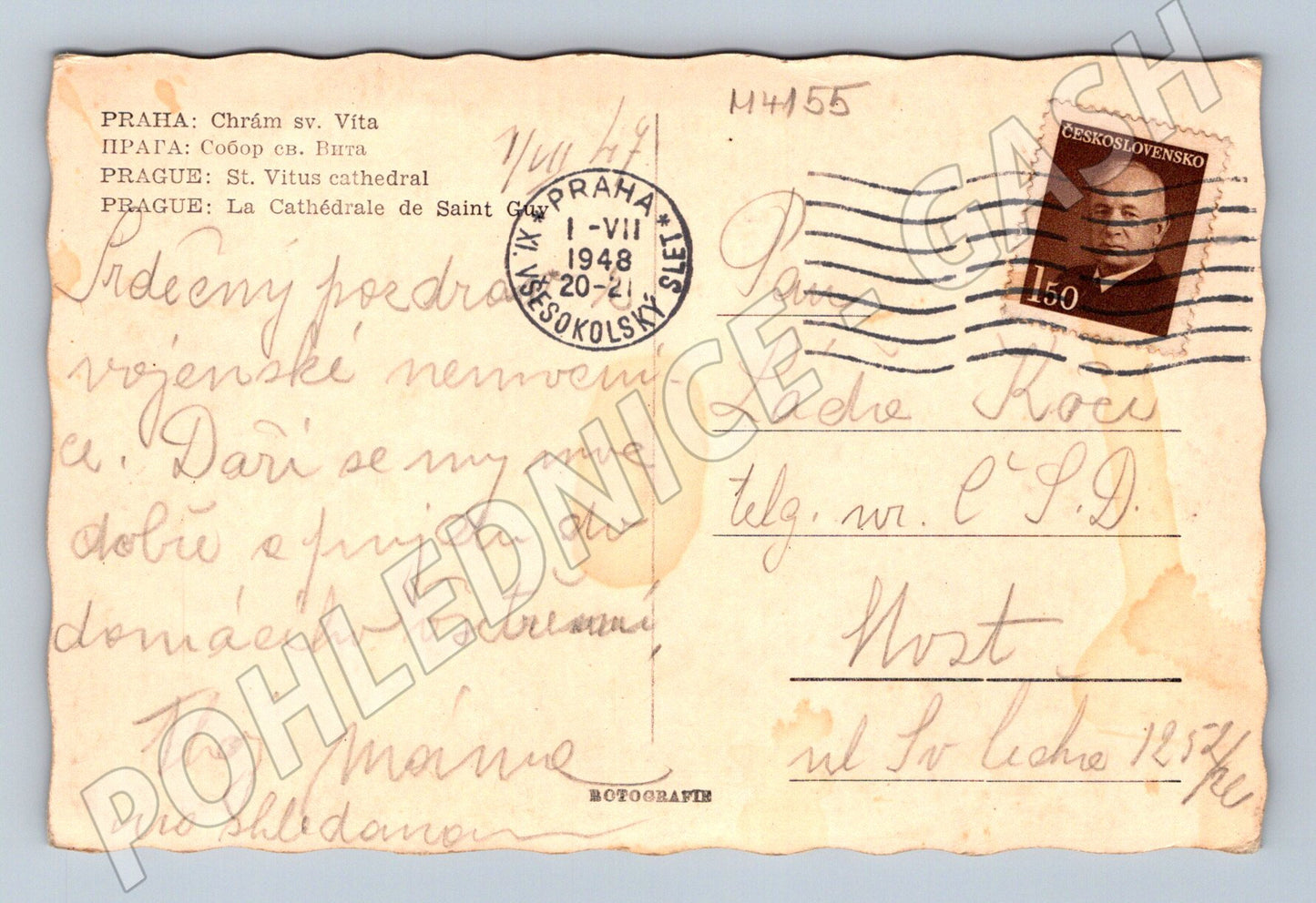 Pohlednice Praha Chrám sv Víta 1948 motiv (M4155)