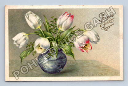 Pohlednice Francie Bohain kytice tulipánů Bonne Fête 1948 (M41576)