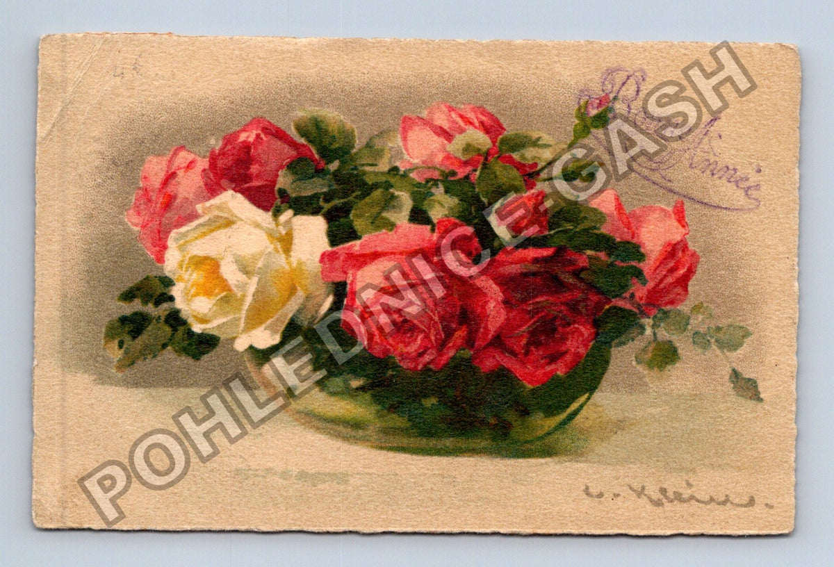 Pohlednice Belgie kytice růží Bonne Année 1928 (M41579)