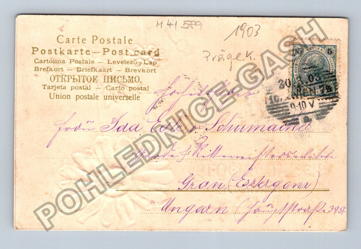 Pohlednice Maďarsko Graz květiny blahopřání 1903 (M41589)