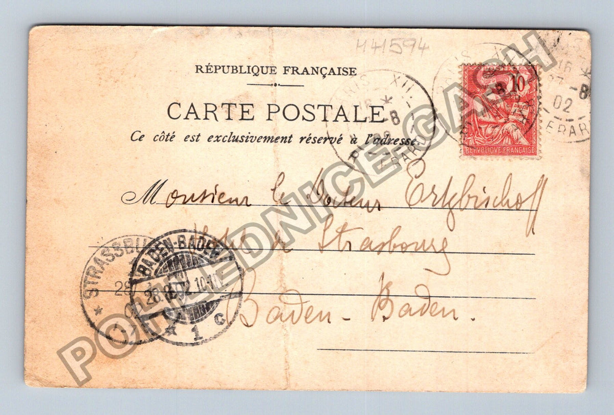 Pohlednice Francie květina se známkami a razítky 1902 (M41594)