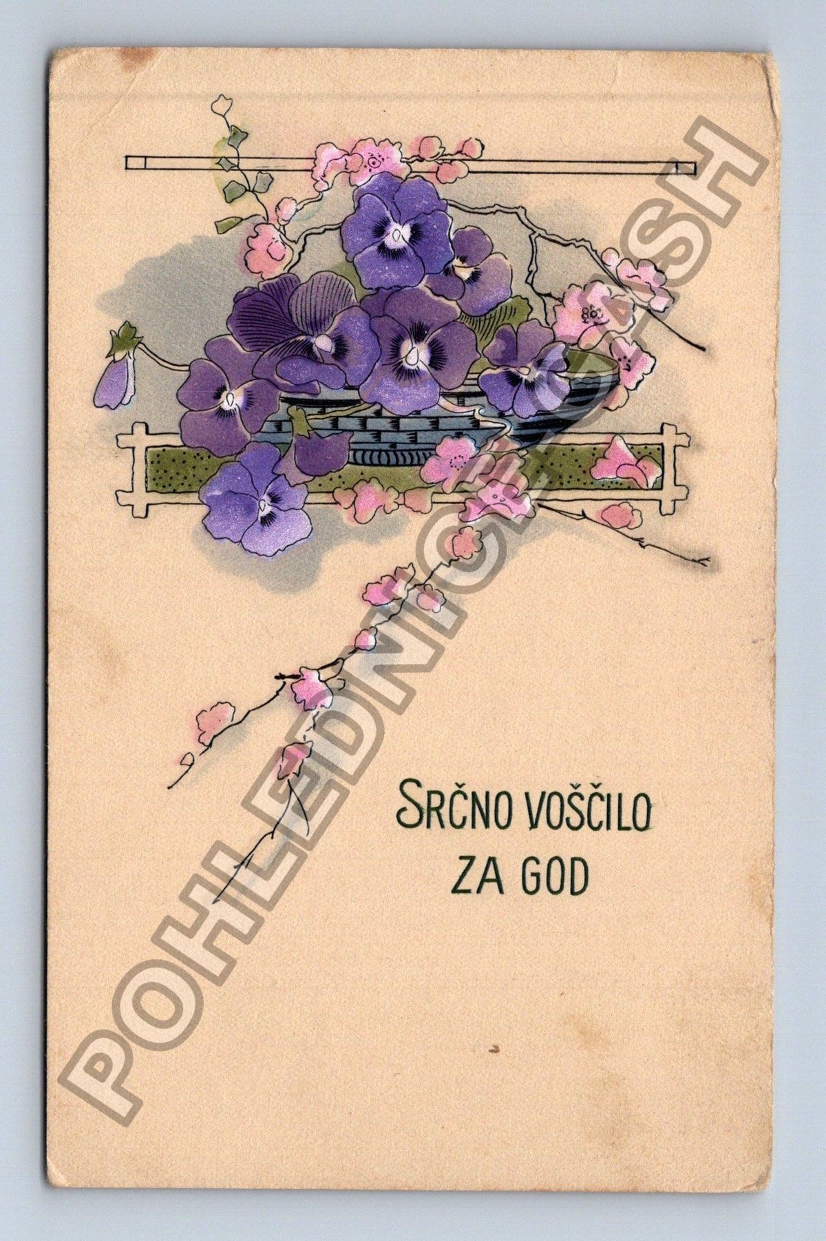 Pohlednice Srbsko Srčno voščilo za god fialky (M41598)