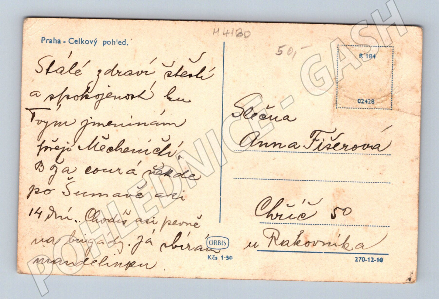 Pohlednice Praha celkový pohled historický motiv (M4160)