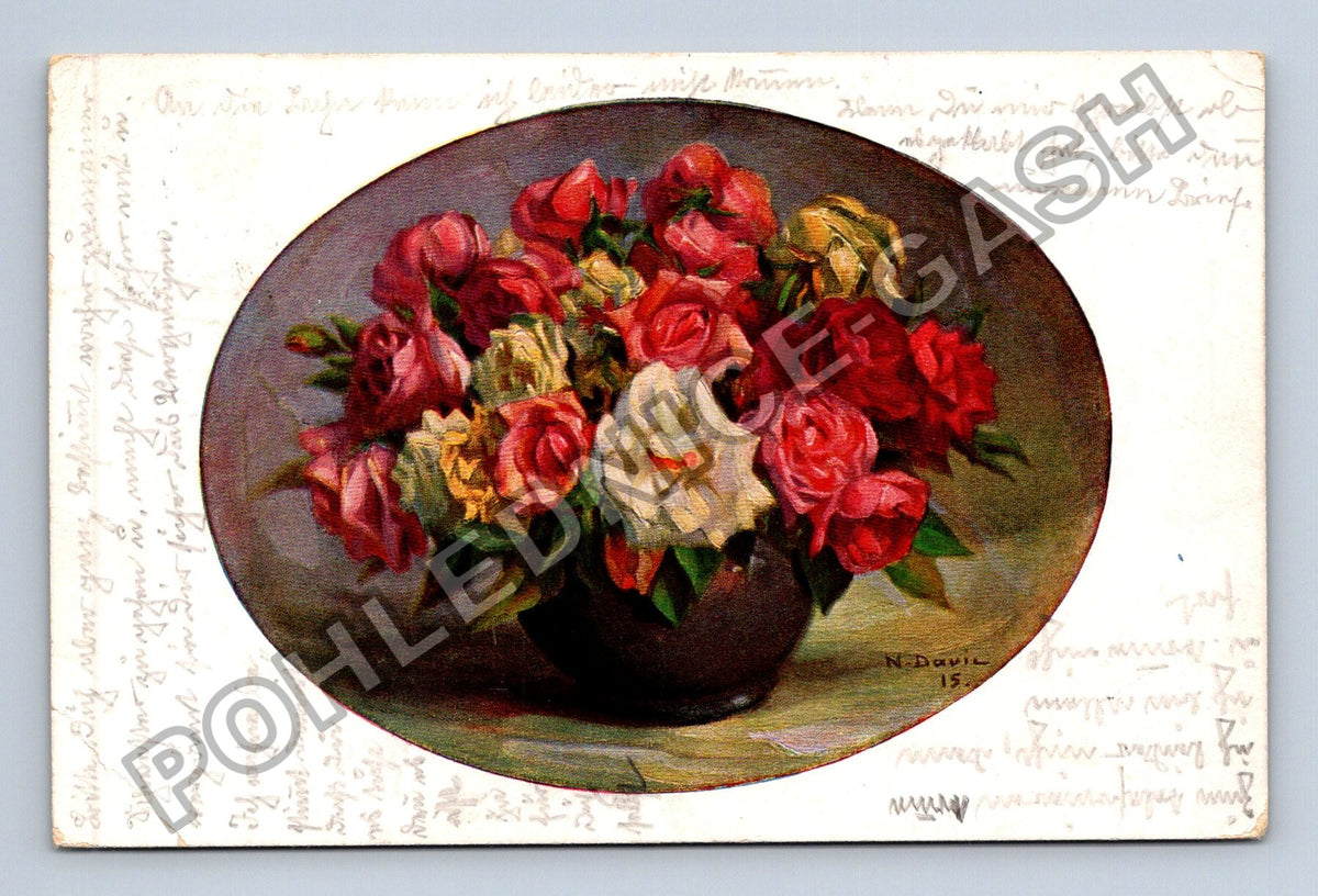 Pohlednice Německo Kytice růží N. Davis 1915 (M41602)