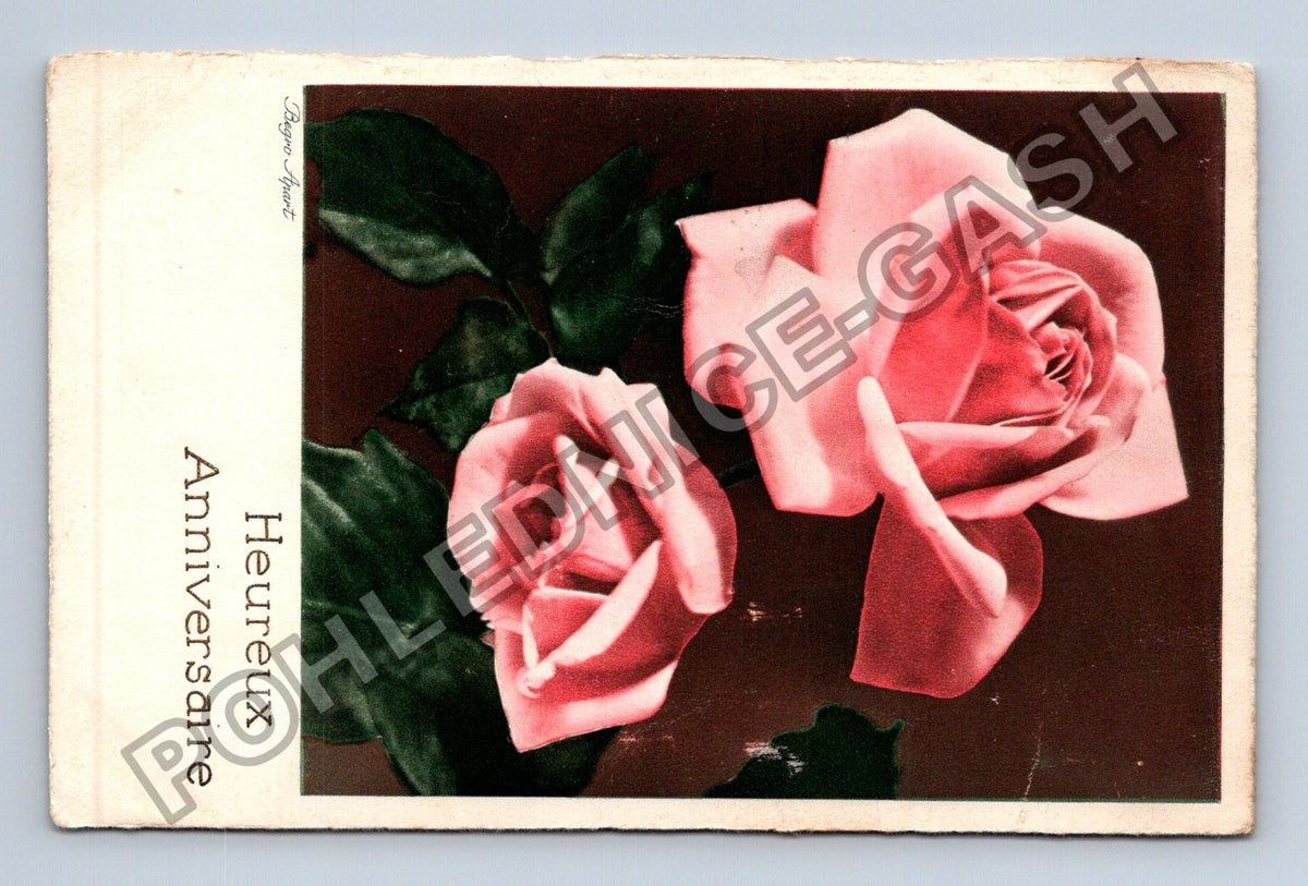 Pohlednice Francie růže Heureux Anniversaire (M41622)