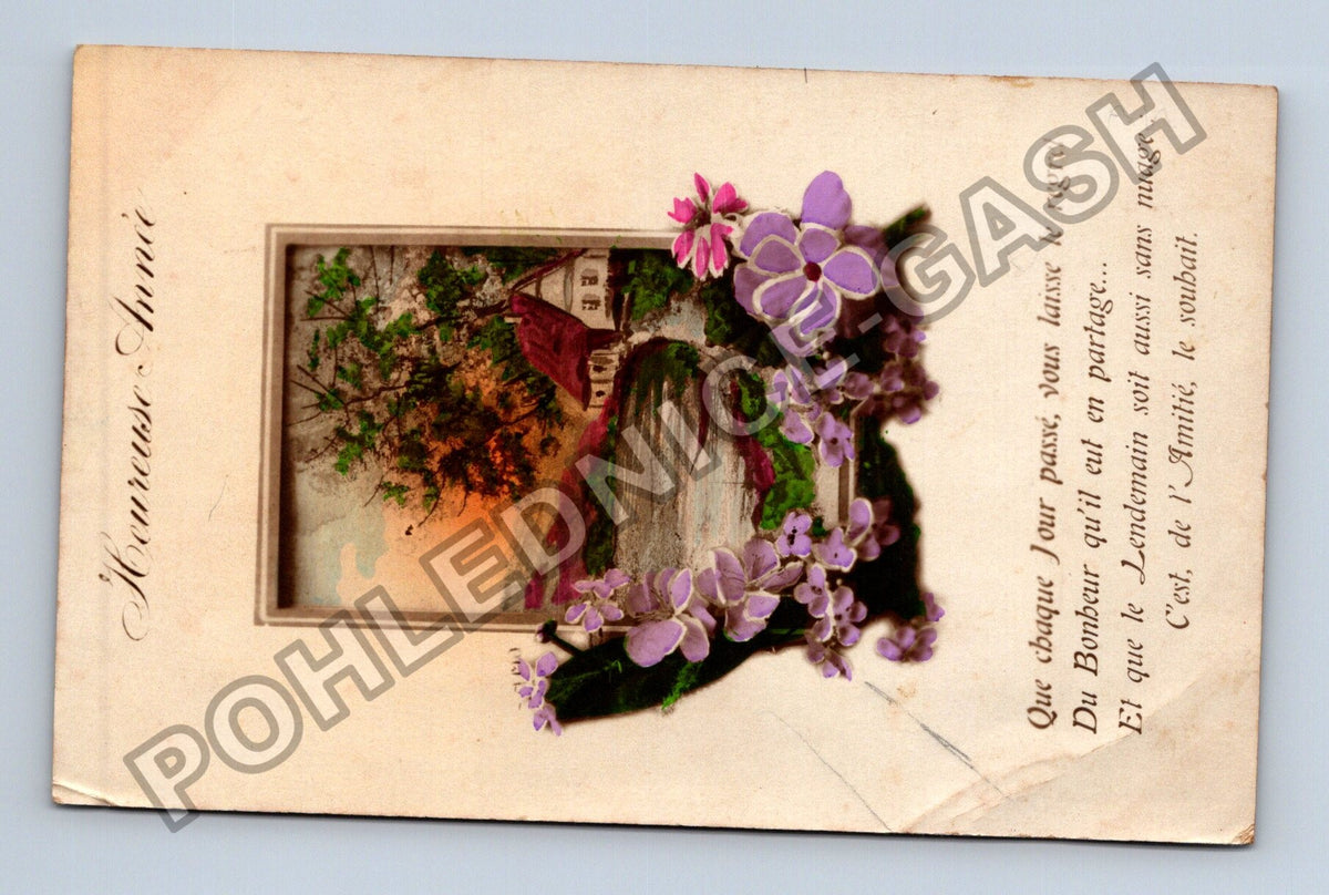 Pohlednice Francie Novoroční přání s květinami 1928 (M41623)
