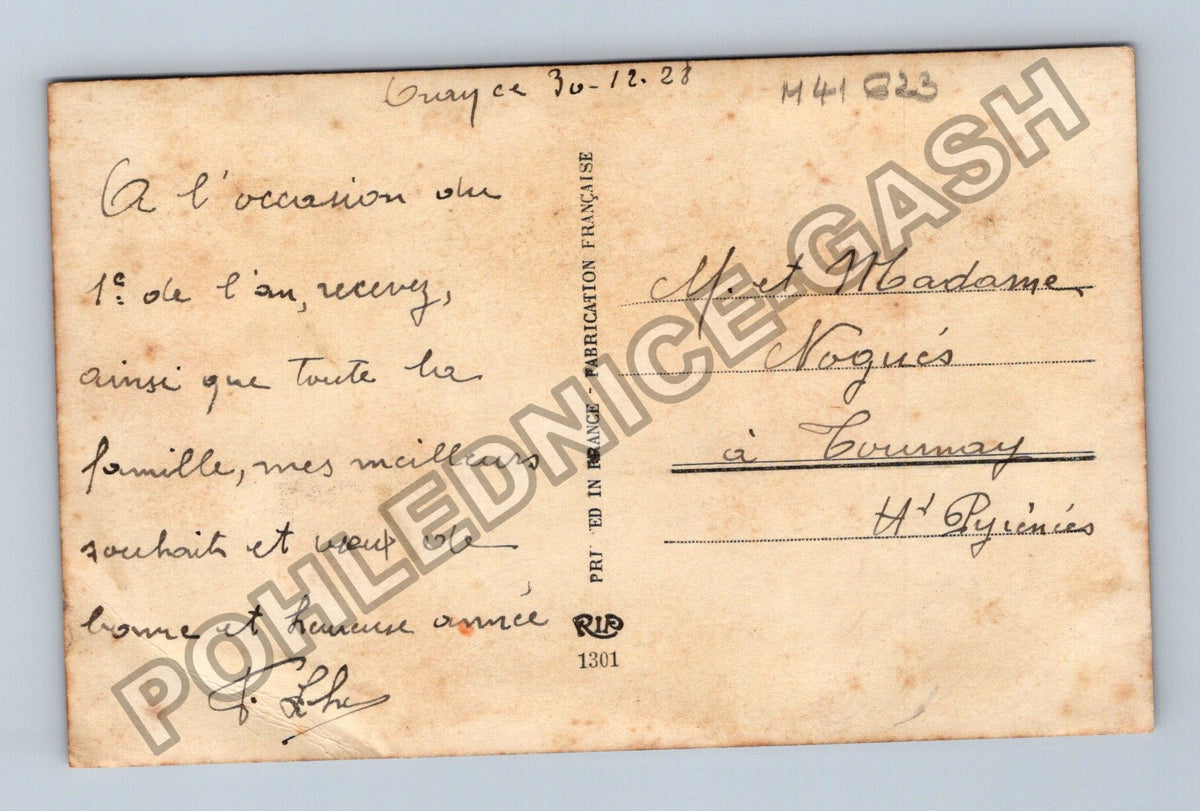 Pohlednice Francie Novoroční přání s květinami 1928 (M41623)