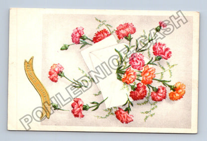 Pohlednice Francie Květiny a obálka Joyeux Anniversaire (M41644)