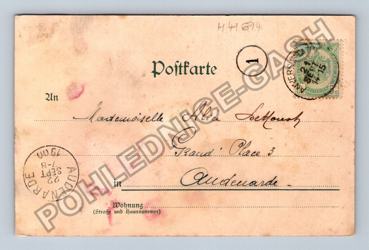 Pohlednice Francie květinový motiv text v francouzštině (M41674)