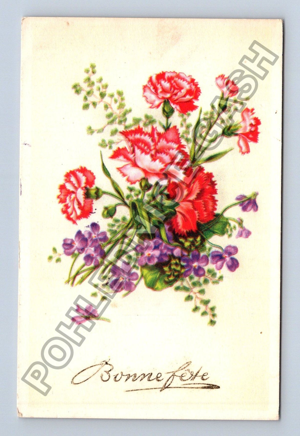 Pohlednice Francie Kytice karafiátů Bonne fête 1948 (M41686)