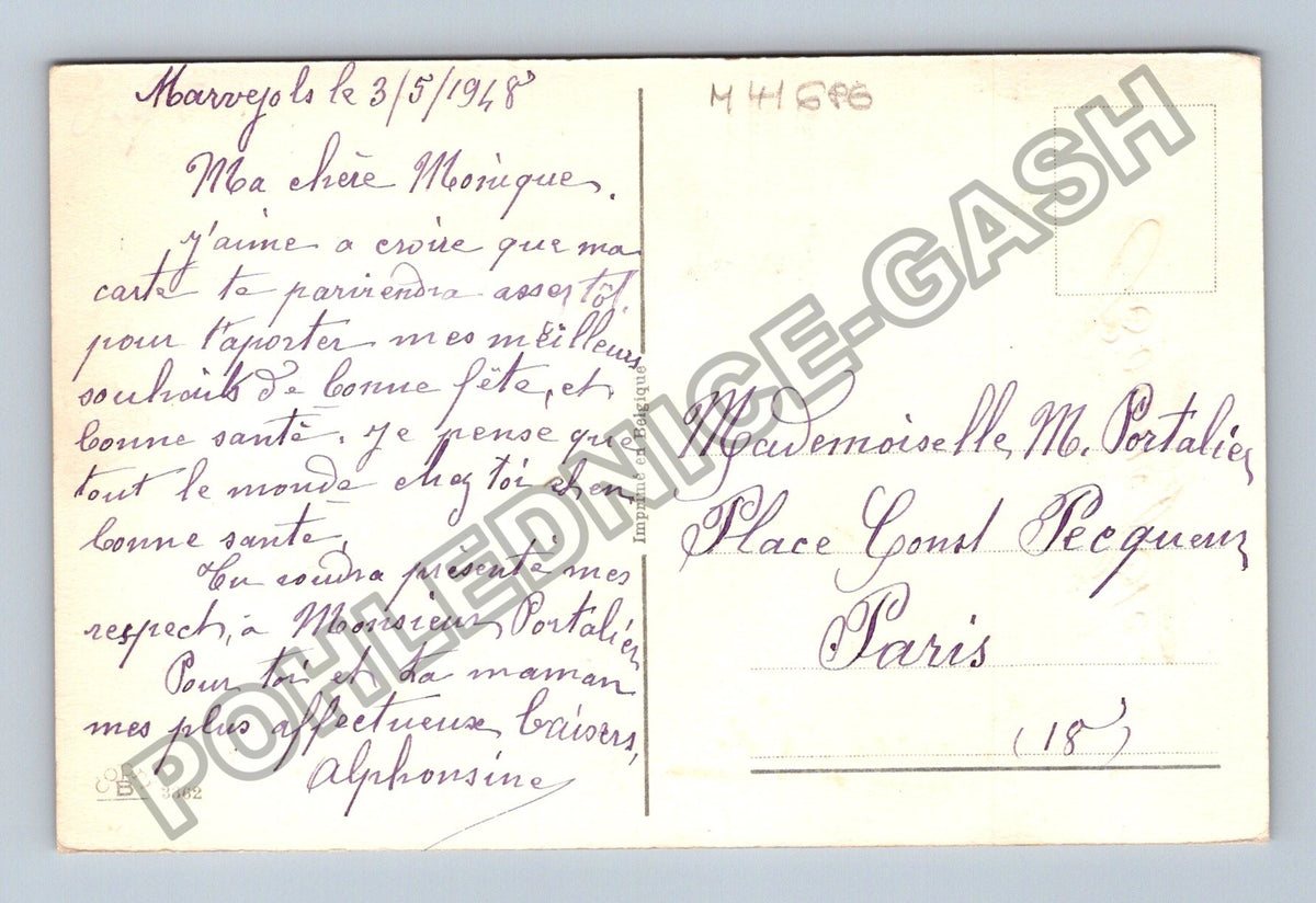 Pohlednice Francie Kytice karafiátů Bonne fête 1948 (M41686)