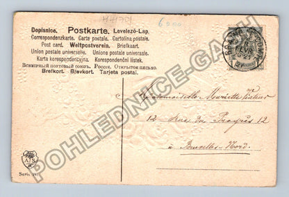 Pohlednice Francie Pensez à moi podání rukou květiny (M41701)