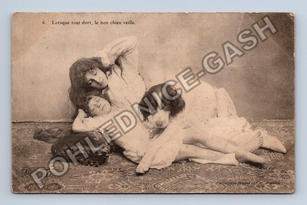 Pohlednice Francie žena dítě pes 1910 (M41706)
