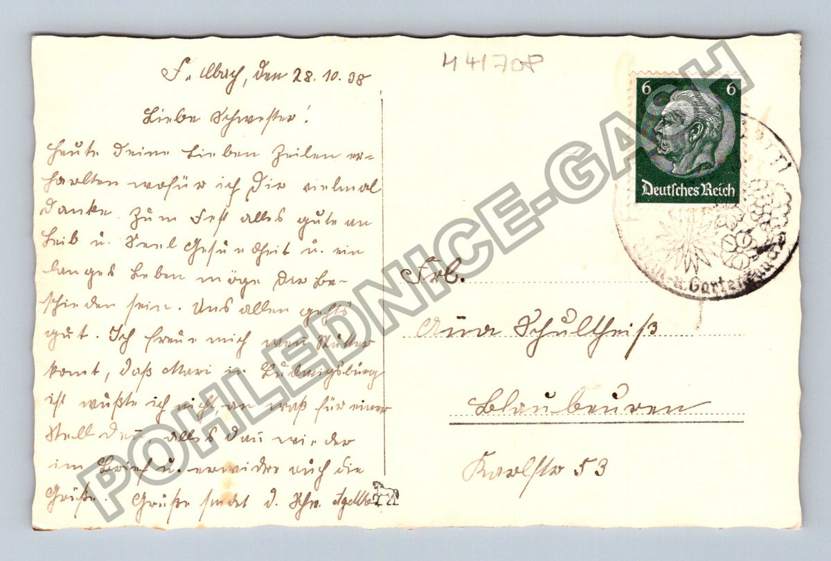 Pohlednice Německo děti u stolu s dortem narozeniny 1938 (M41708)