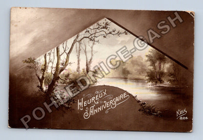 Pohlednice Francie Heureux Anniversaire krajina Kiss (M41709)