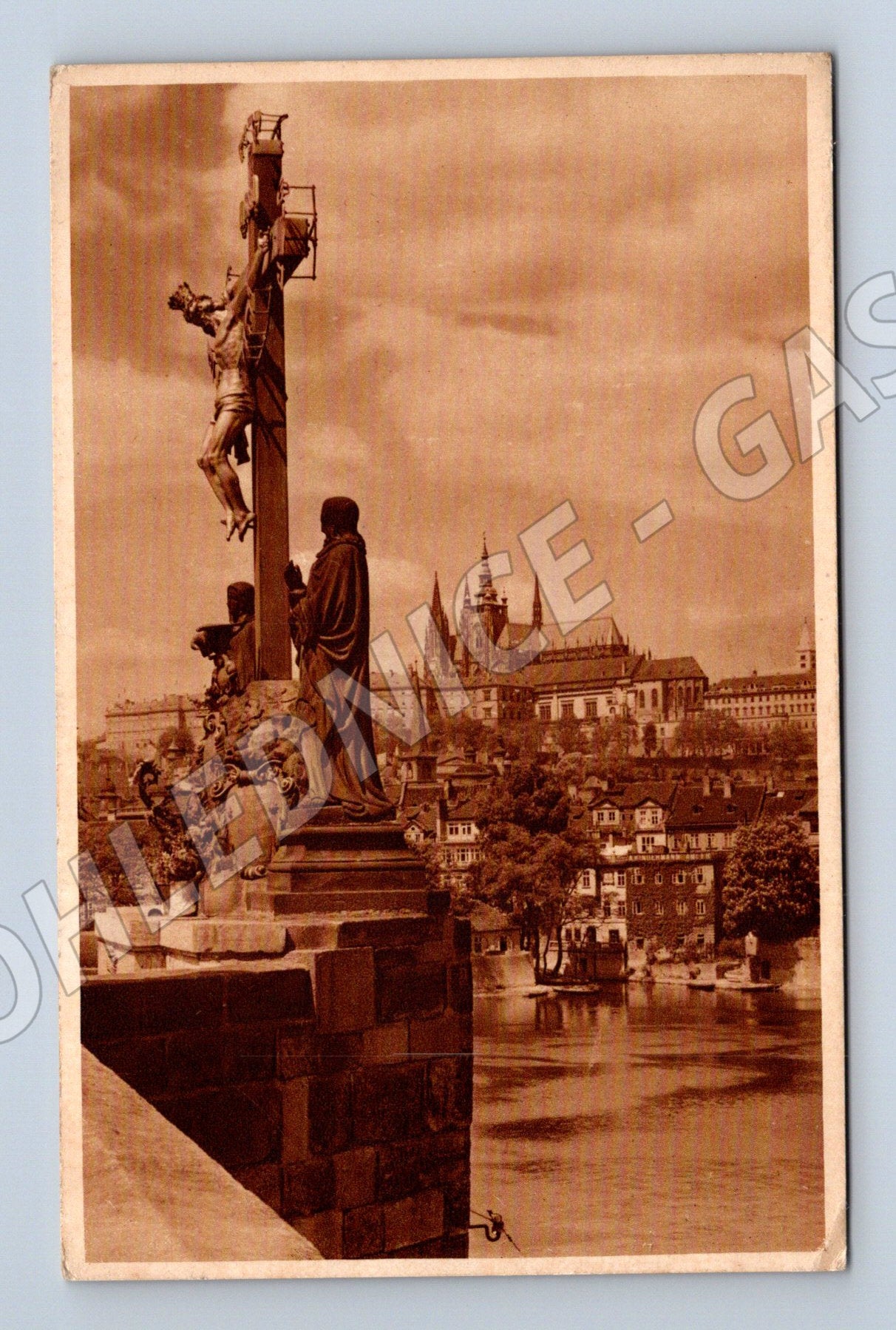 Pohlednice Praha Hradčany a Karlův most starý motiv (M4171)