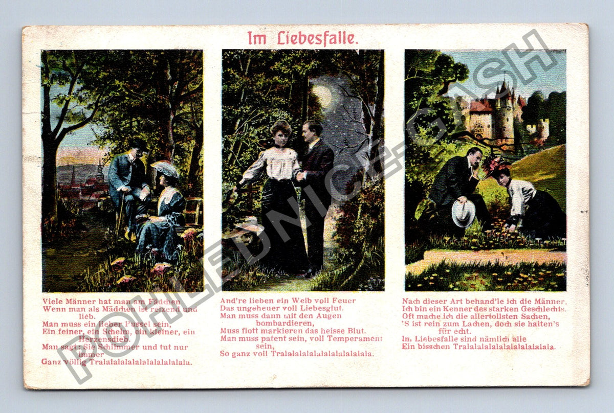 Pohlednice Im Liebesfalle milostné výjevy hrad (M41718)