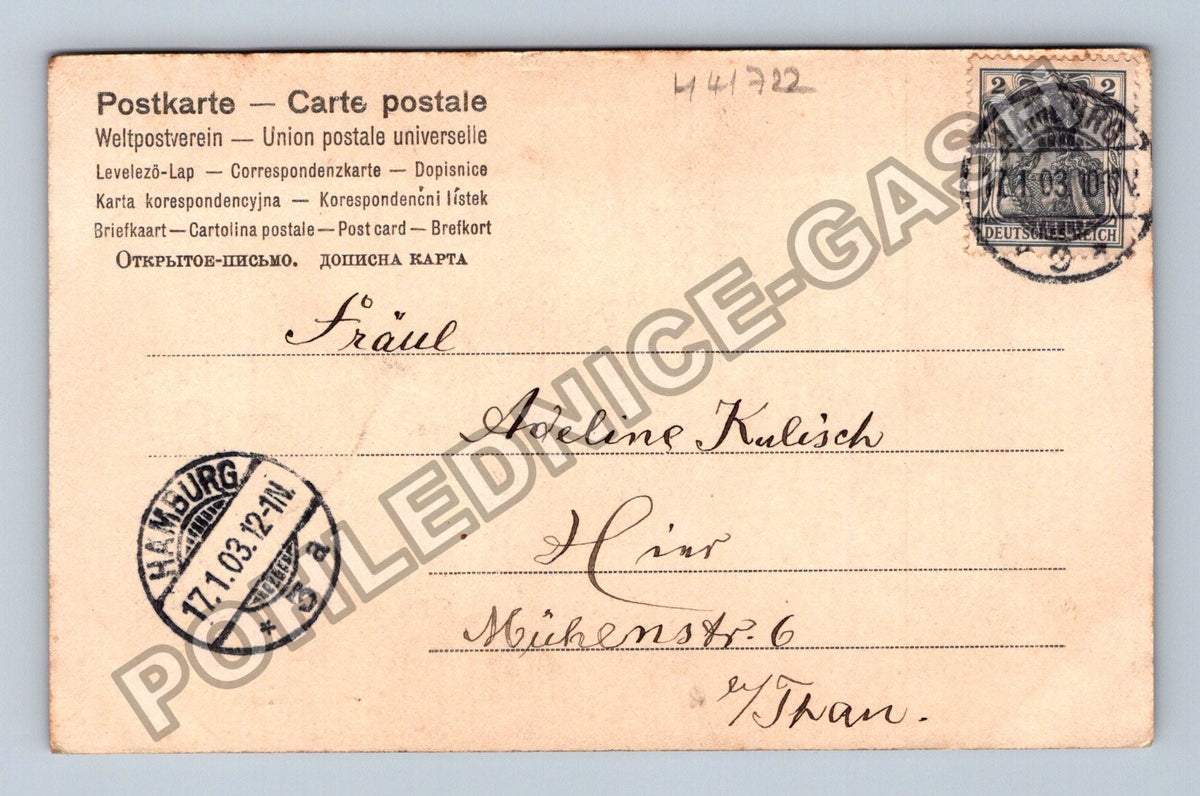 Pohlednice Německo muž s kyticí gratulace 1912 (M41722)