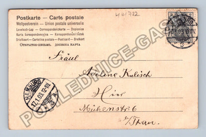 Pohlednice Německo muž s kyticí gratulace 1912 (M41722)