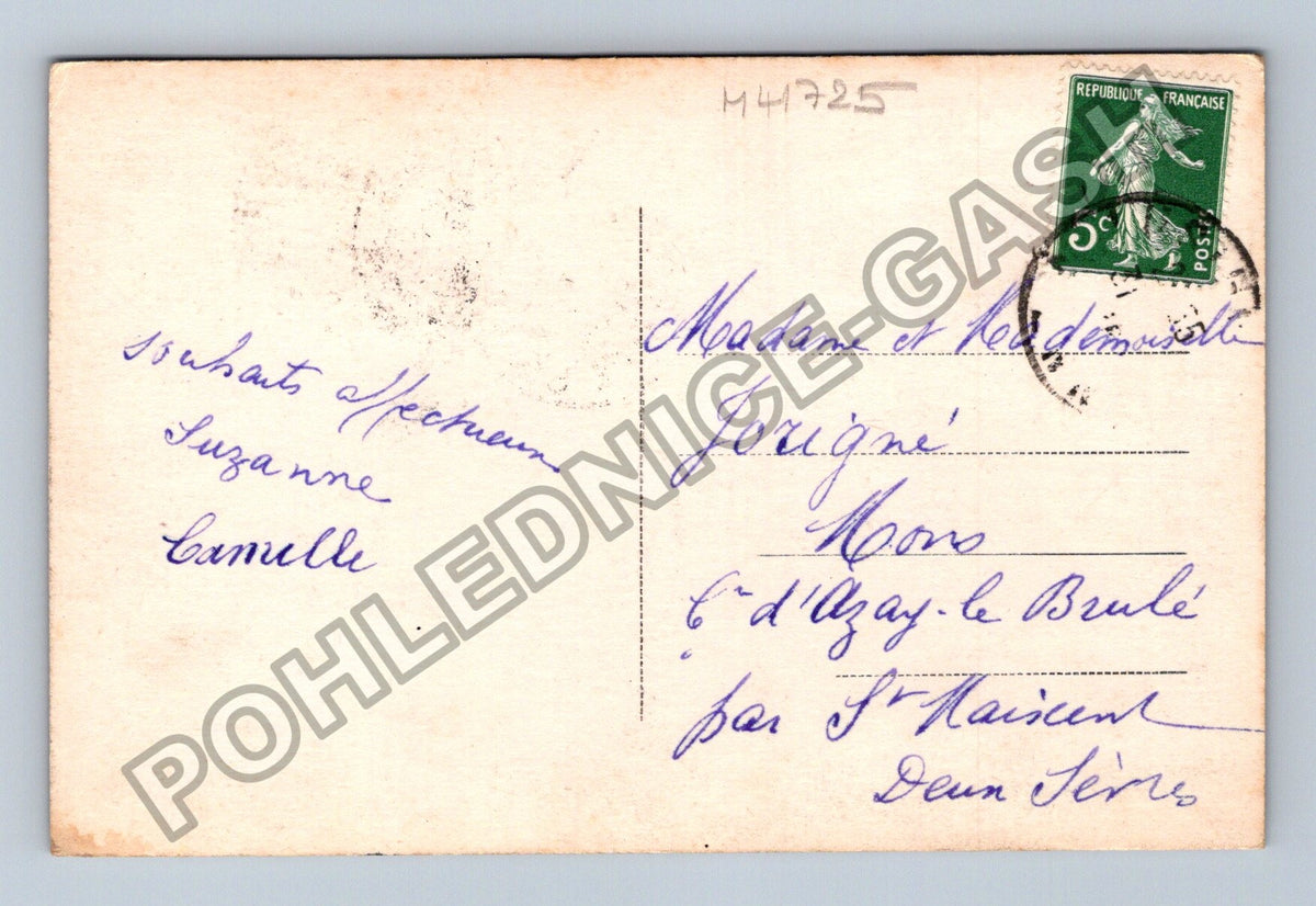 Pohlednice Francie Novoroční přání žena s cesmínou (M41725)