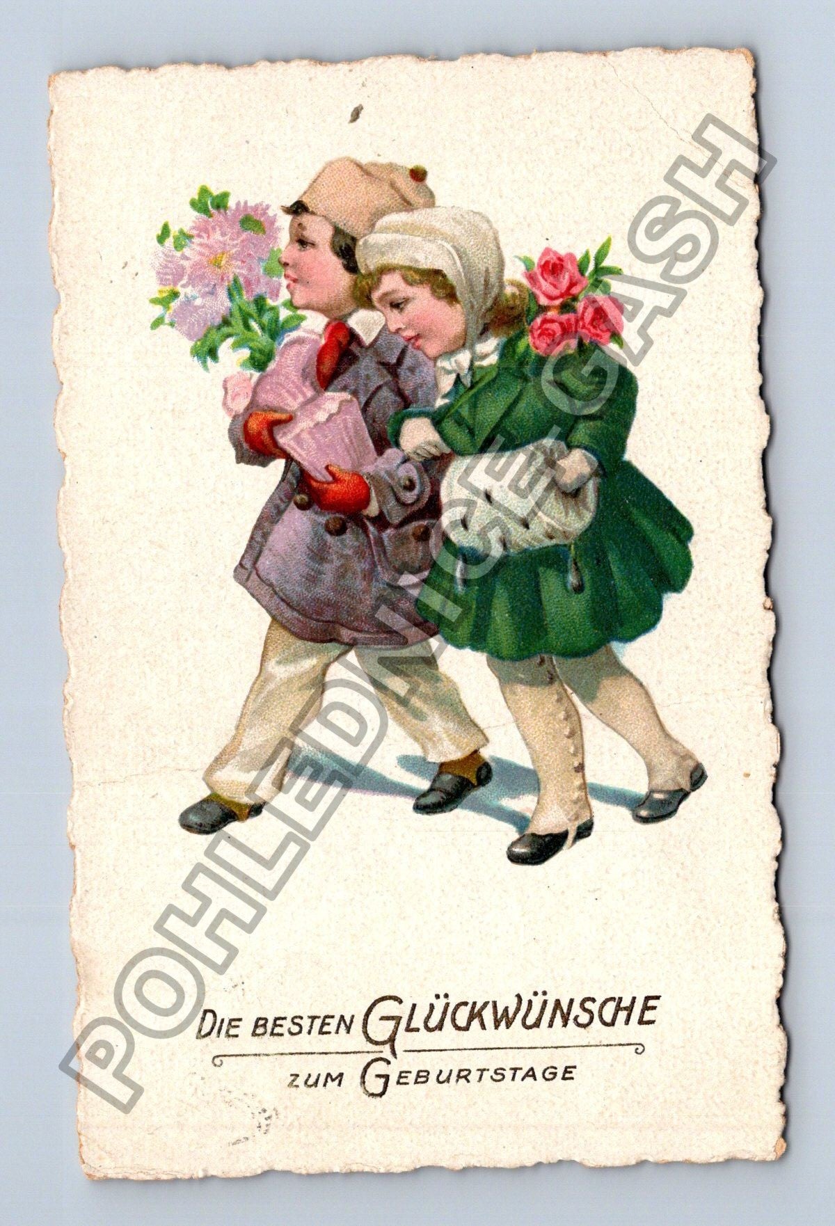 Pohlednice Německo děti s květinami narozeniny 1929 (M41750)