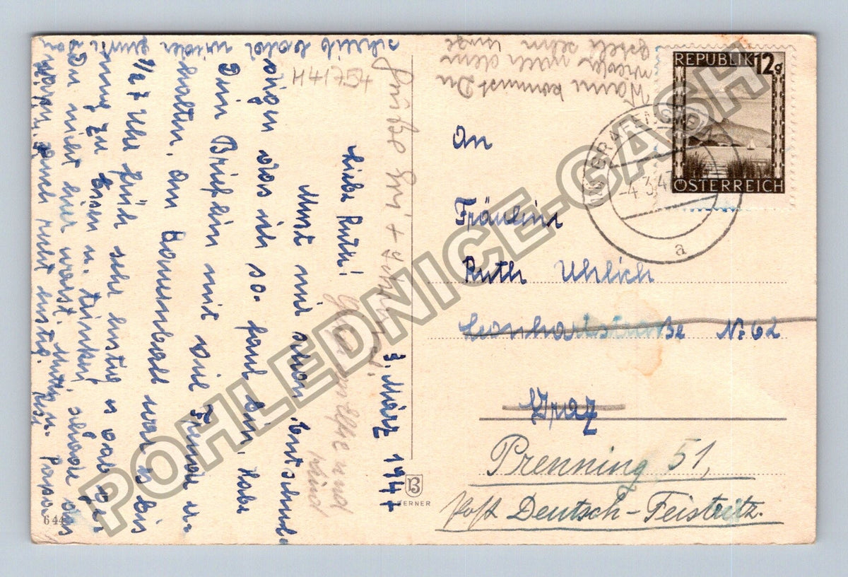 Pohlednice Rakousko Velikonoce dítě s košíkem květin 1944 (M41754)
