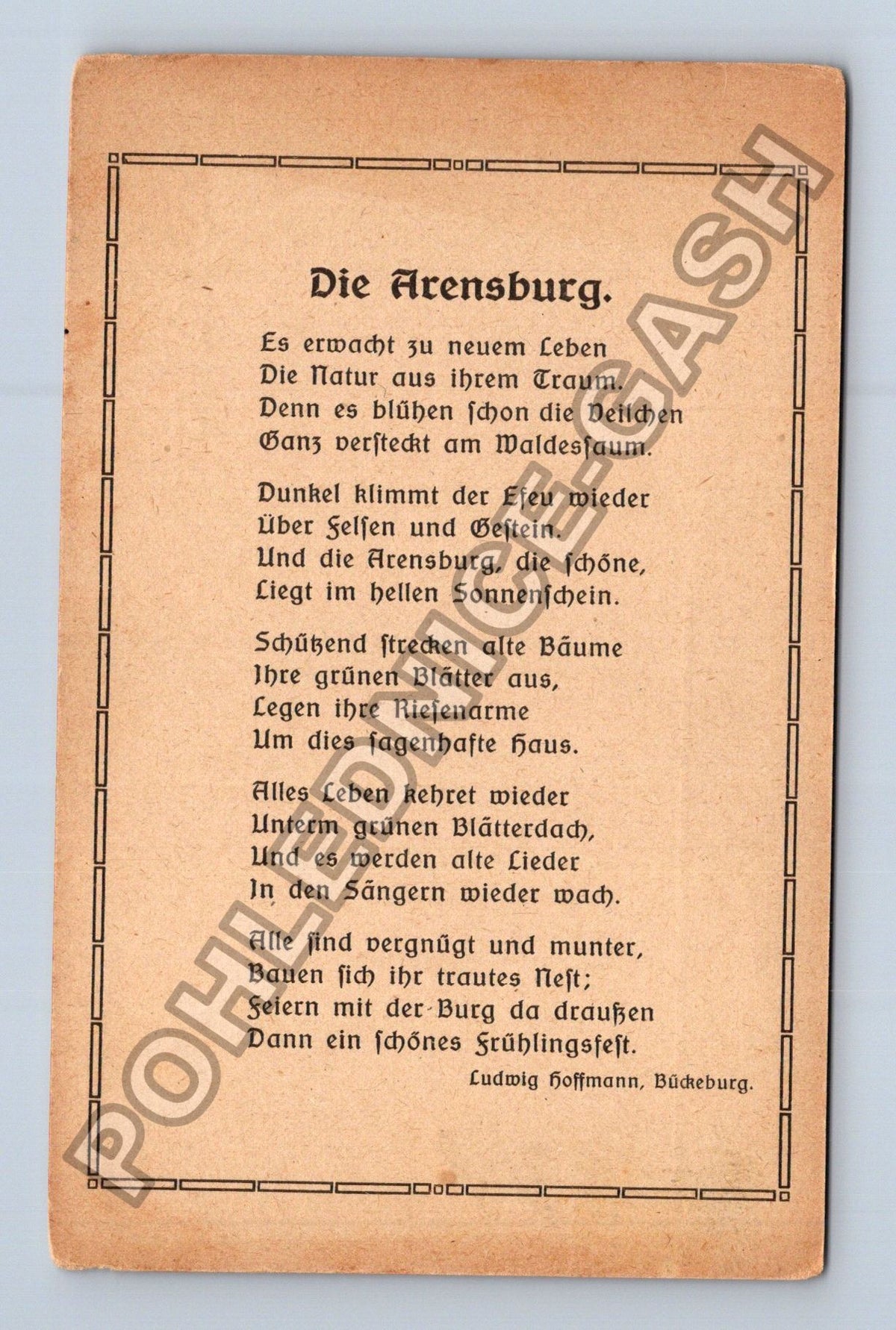 Pohlednice Německo Die Arensburg báseň Ludwig Hoffmann (M41756)