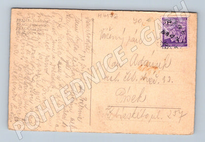 Pohlednice Pražský hrad přes květy Protektorát (M4176)