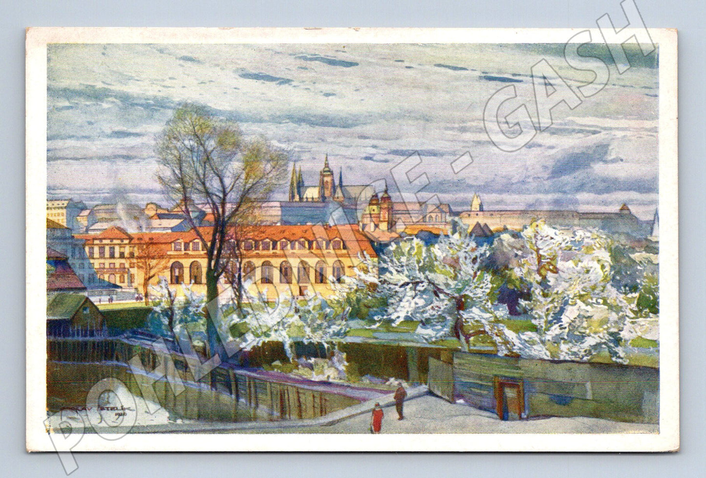 Pohlednice Praha Tyršův dům kresba historický motiv (M4177)