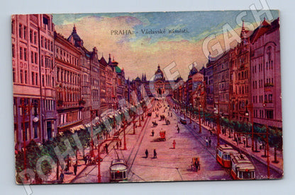 Pohlednice Praha Václavské náměstí historický motiv (M4178)