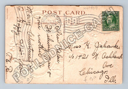 Pohlednice Severní Amerika Vánoce zimní krajina 1909 (M41809)