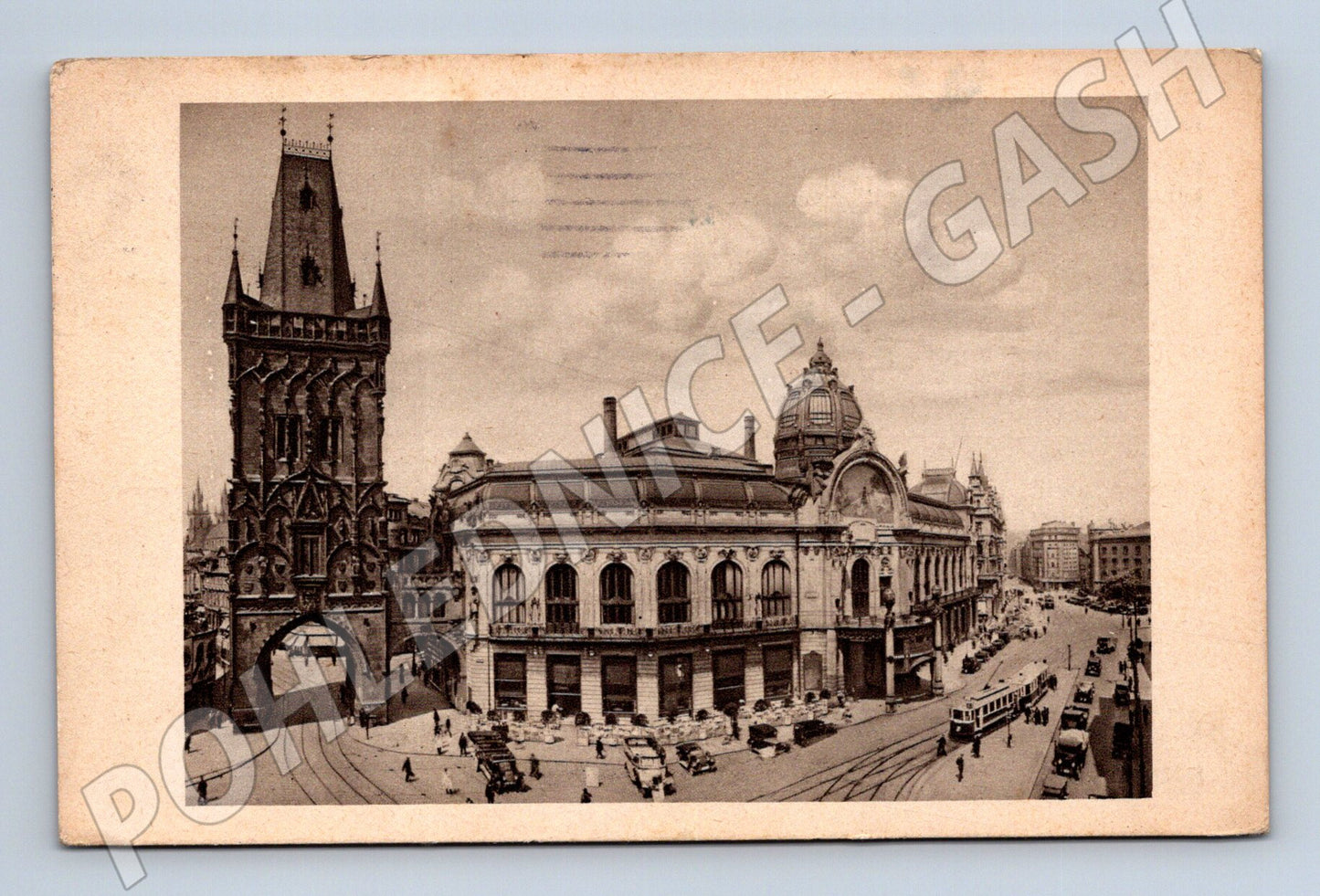 Pohlednice Praha Prašná brána a Obecní dům 1933 (M4181)