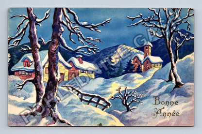 Pohlednice Francie zimní krajina Bonne Année 1938 (M41816)