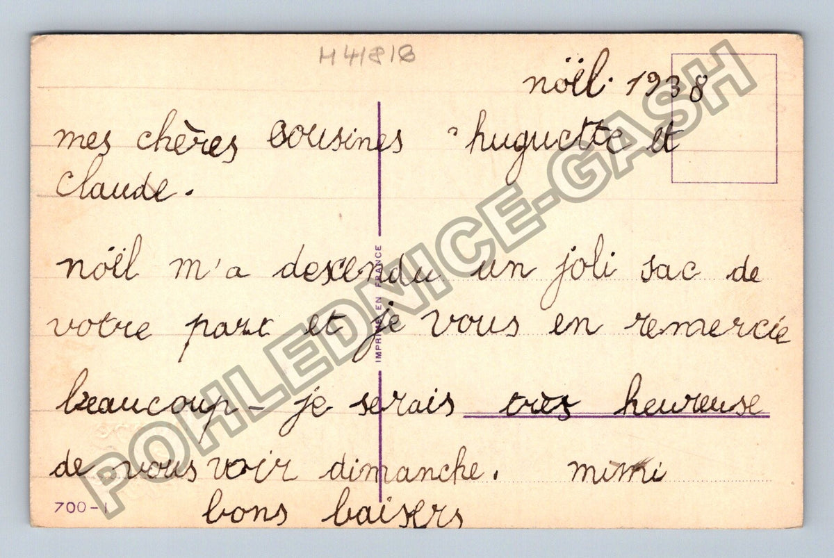 Pohlednice Francie zimní krajina Bonne Année 1938 (M41816)