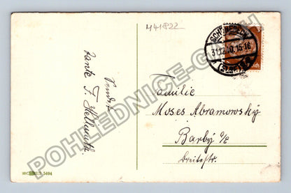 Pohlednice Novoroční přání květiny jehličí šiška 1940 (M41822)