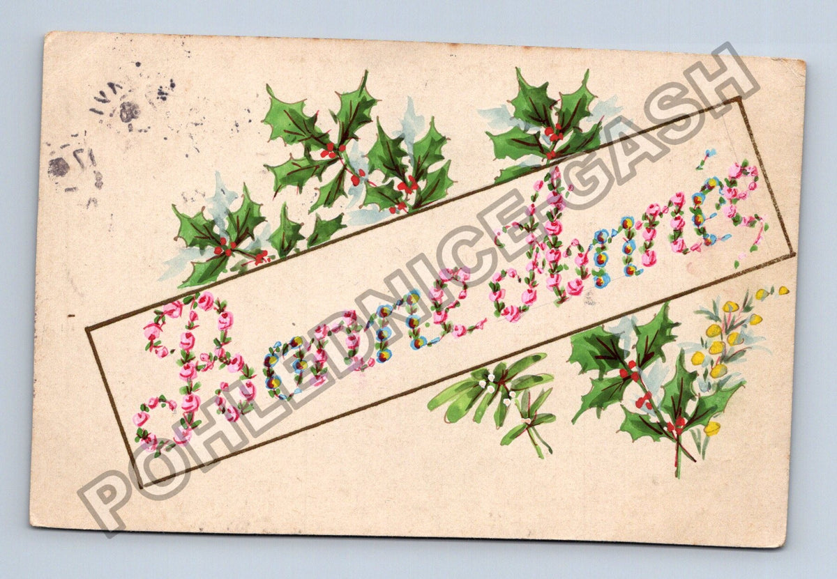 Pohlednice Francie Bonne Année jmelí cesmína 1908 (M41831)