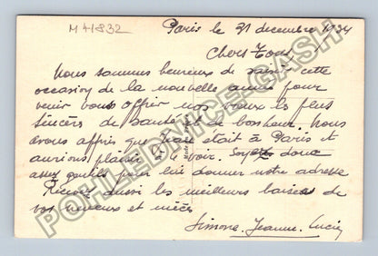 Pohlednice Francie Novoroční jmelí zasněžená krajina 1934 (M41832)