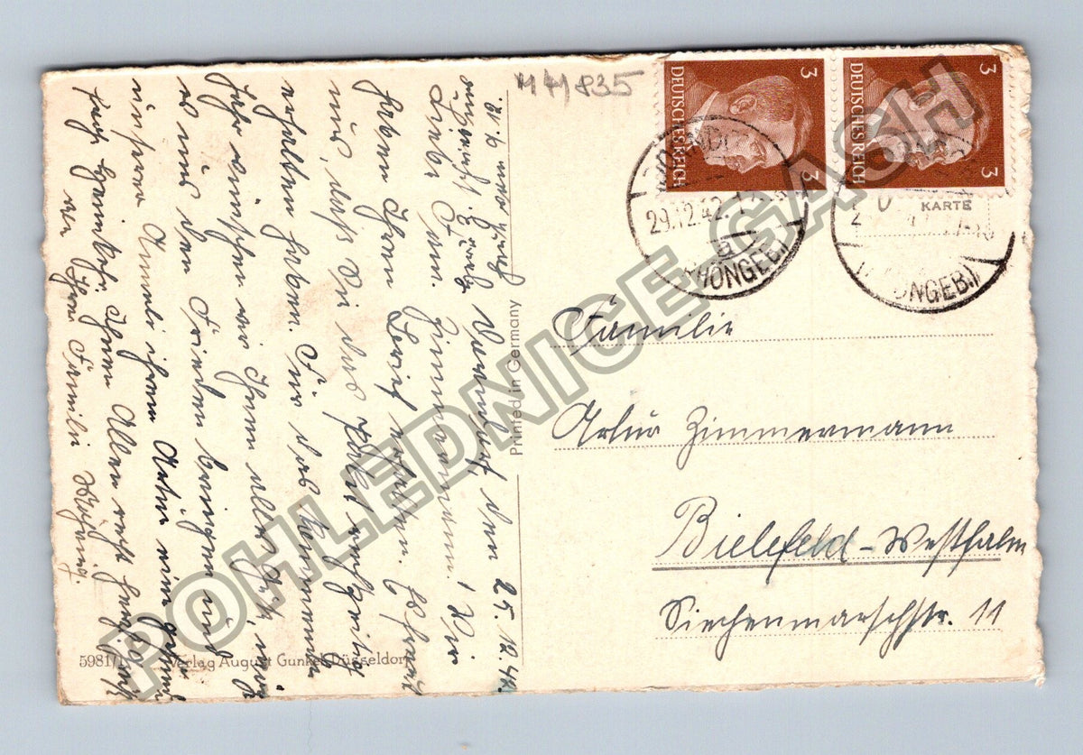 Pohlednice Německo Novoroční přání zvon smrkové větve 1942 (M41835)