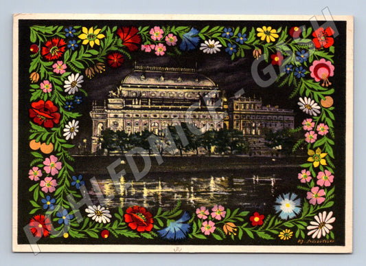 Pohlednice Praha Národní divadlo noční motiv 1944 (M4184)