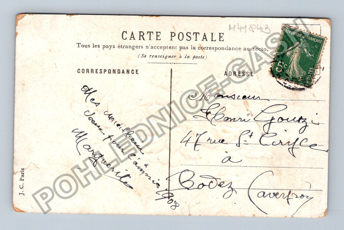Pohlednice Francie květiny Bonne Année 1908 (M41843)