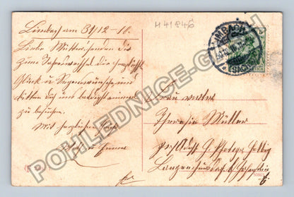 Pohlednice Rakousko Novoroční přání smrk zimní krajina 1910 (M41846)