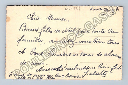 Pohlednice Francie vánoční zimní krajina květiny (M41851)